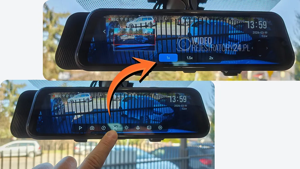 powiększenie widoku w kamerze samochodowej 70mai s410