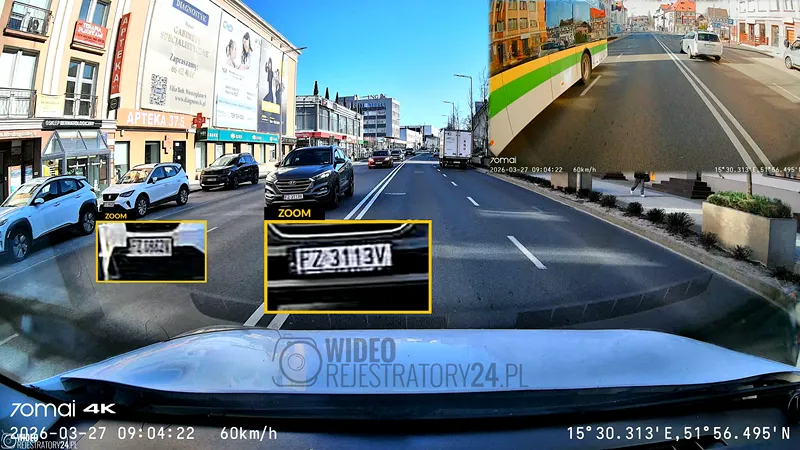 jakość nagrań 4K z kamery samochodowej 70mai A800SE