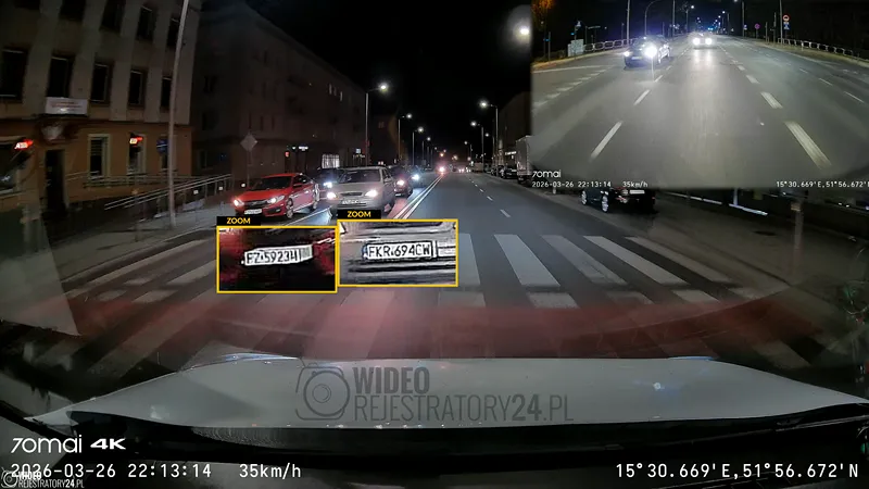 jakość nagrań 4K z kamery samochodowej 70mai A800SE