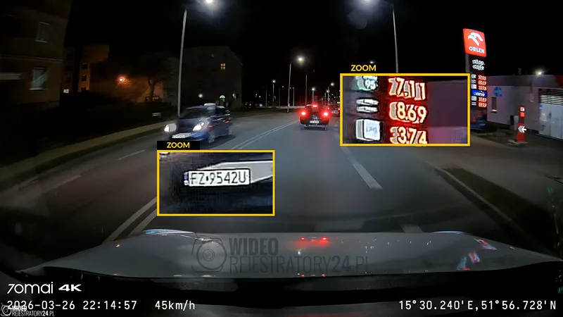 jakość nagrań 4K z kamery samochodowej 70mai A800SE