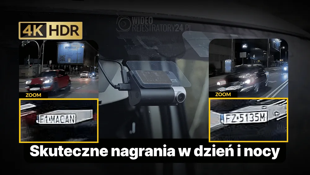 nagrania 4k hdr w kamerze samochodowej 70mai a800se