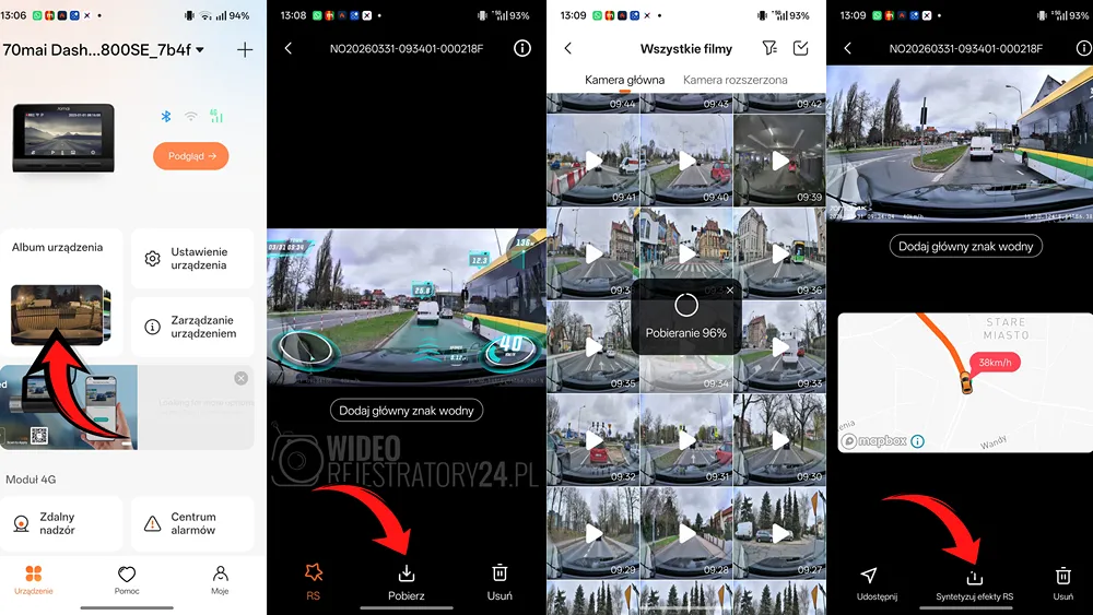 kamera samochodowa 4k a800se efekty rs