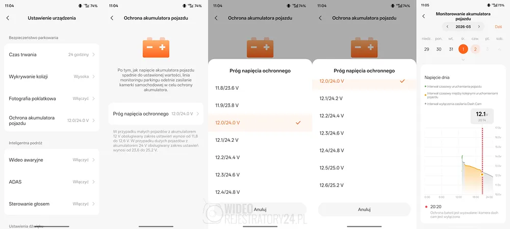 ochrona akumulatora w kamerze 70mai a800se