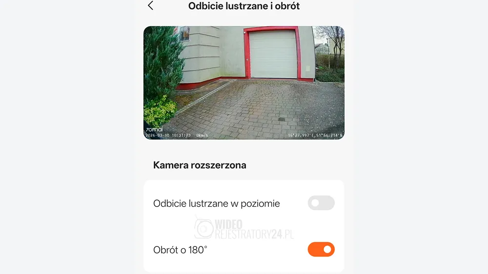 odbicie lustrzane i obró◙t w kamerzy tylnej 70mai rc22