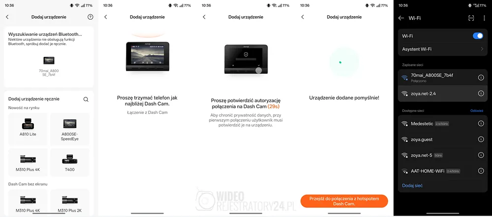 kamera samochodowa 70mai a800se aplikacja mobilna