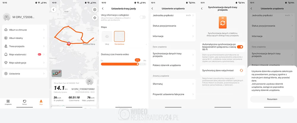 kamera samochodowa 70mai A800SE dziennik tras