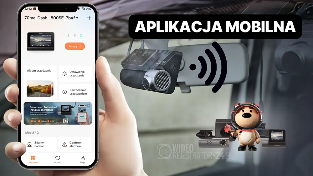 aplikacja mobilna do obsługi kamery samochodowej 70mai a800se