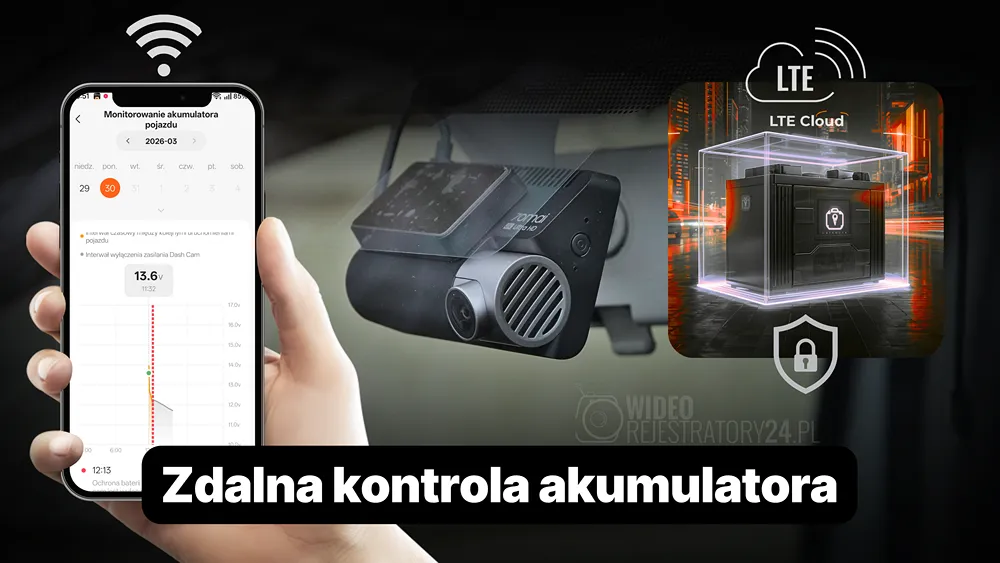 kontrola stanu akumulatora przez kamerę samochodową 70mai a800se