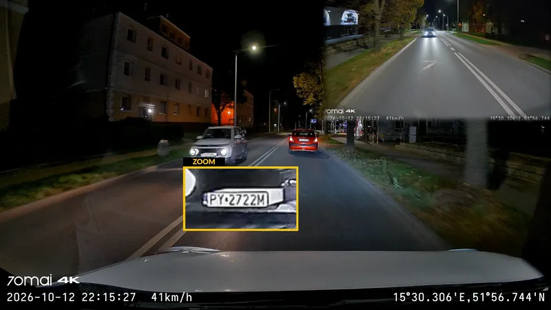 jakość nagrań 4K z kamery samochodowej 70mai A900 ULTRA HDR