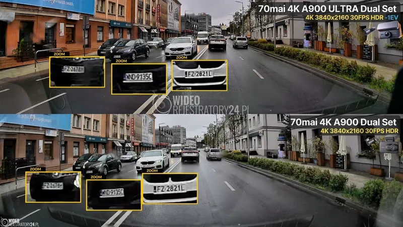 porównanie jakości nagrań kamer 70mai a900 ultra i 70mai a900 4K HDR