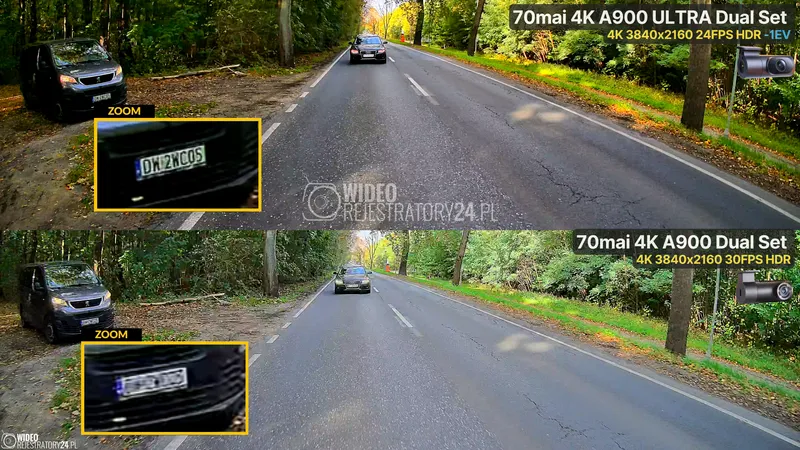 porównanie skuteczności kamer tylnych 4k hdr z 70mai a900 i a900 ultra