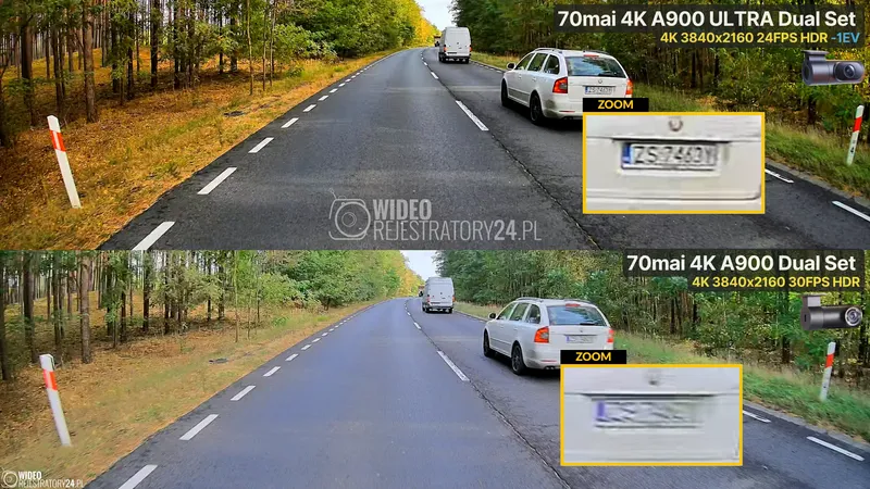 porównanie skuteczności kamer tylnych 4k hdr z 70mai a900 i a900 ultra