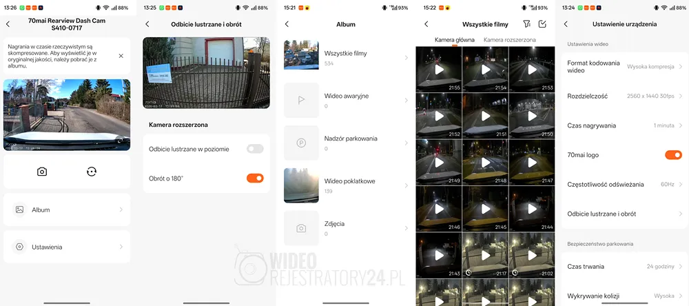 kamera samochodowa 70mai s410 aplikacja mobilna