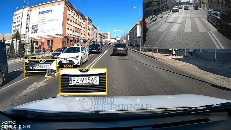 skuteczność nagrań kamery samochodowej 70mai S410