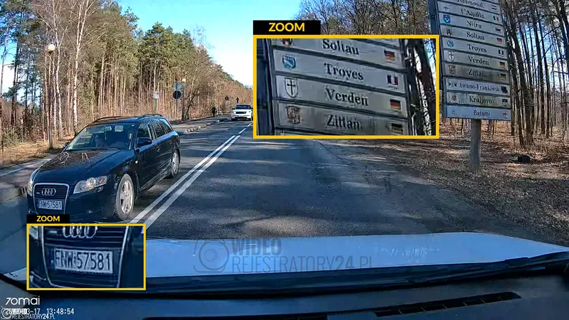 skuteczność nagrań kamery samochodowej 70mai S410