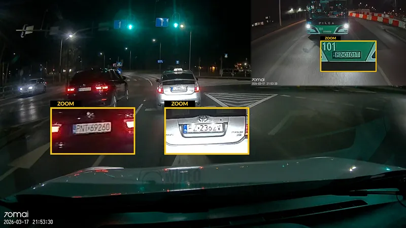 skuteczność nagrań kamery samochodowej 70mai S410