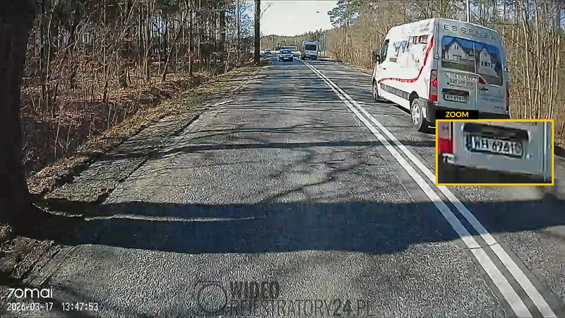 jakość nagrań z modułu kamery tylnej wideorejestratora samochodowego 70mai s410