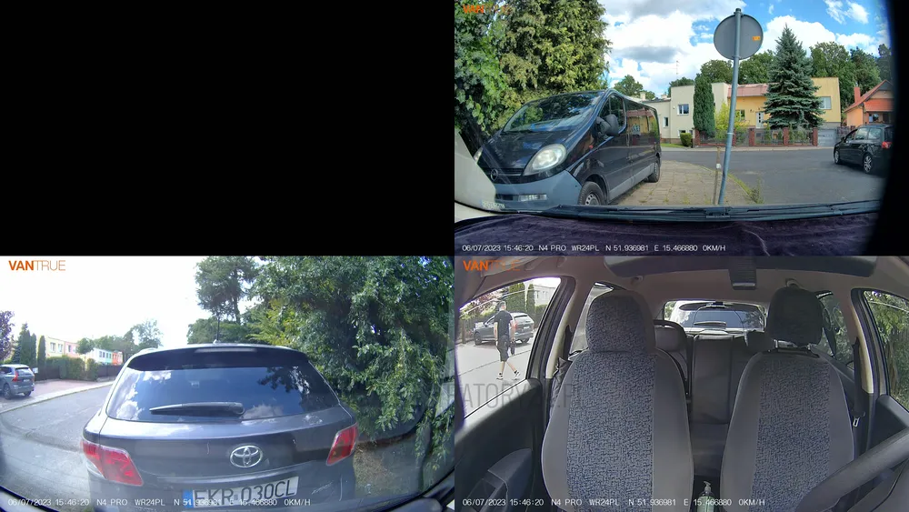 wideorejestrator vantrue n4 pro w trakcie monitorowania parkingowego
